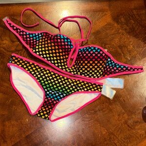 Colorful Heart Pattern Bikini